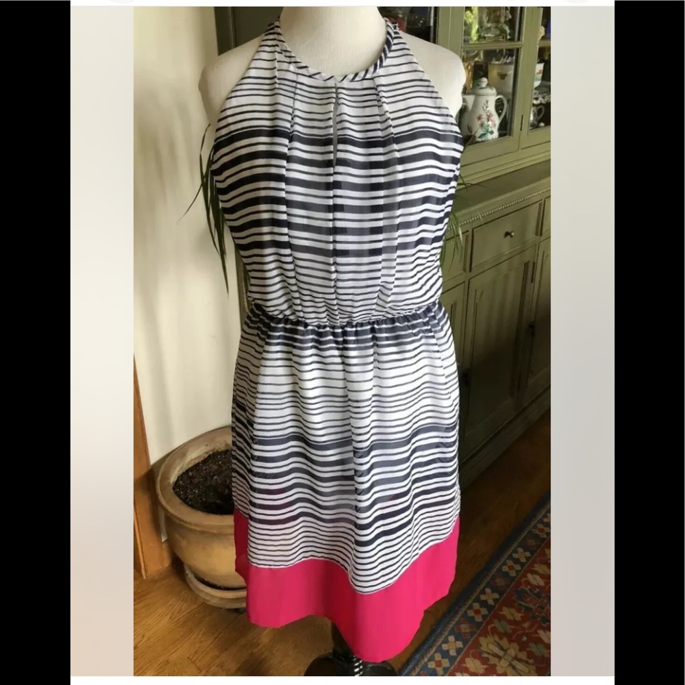 NWT $79 MAISON COUPÉ Dress SMALL Sleeveless Striped Chiffon Halter Nordstrom